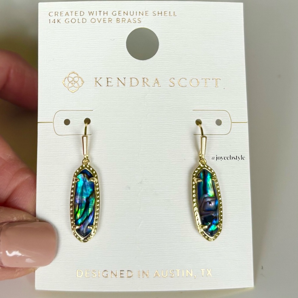 Kendra Scott Eva Gold Drop Earrings in Abalone Shell NWT - Picture 2 of 7